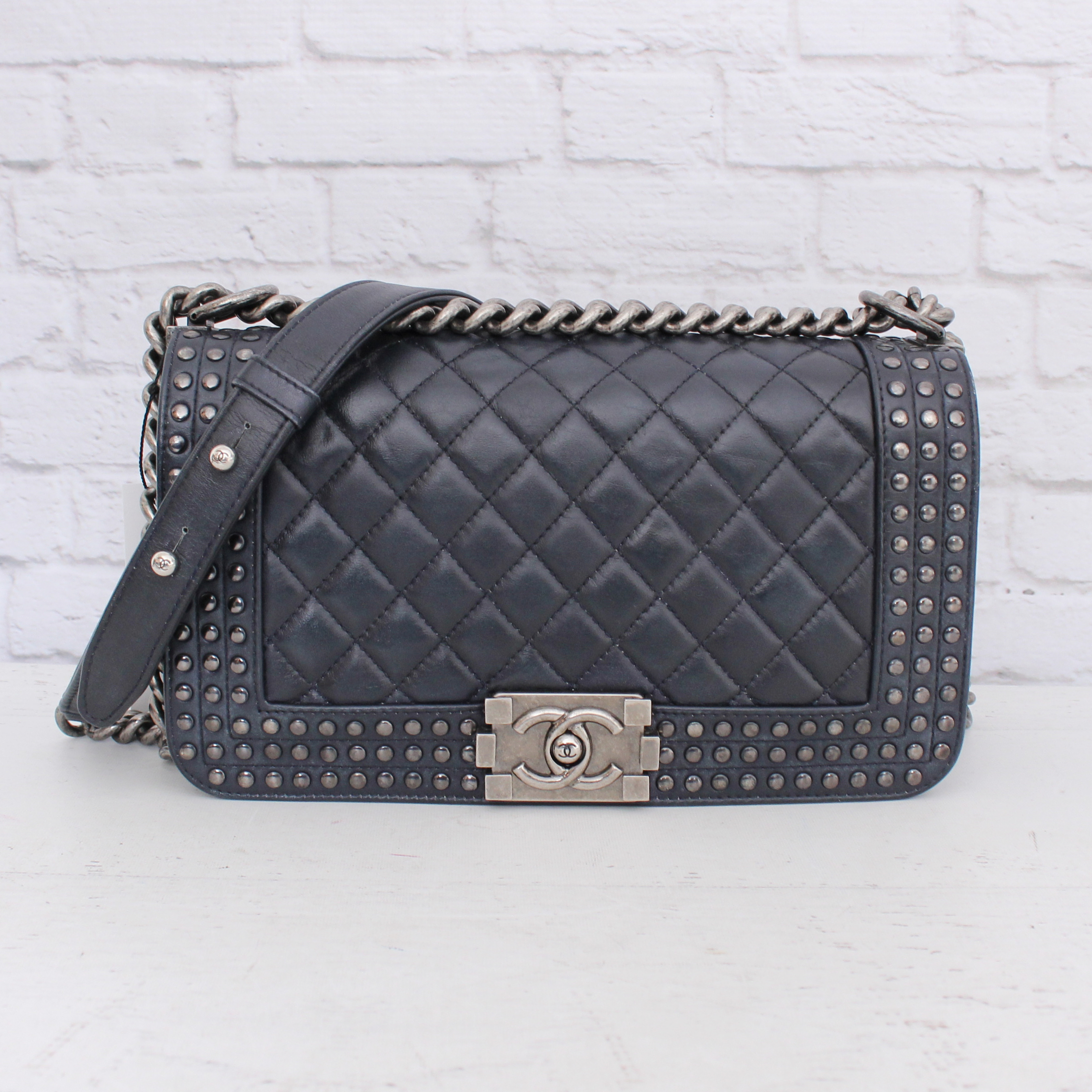 Chanel Quilted Studded Trim Boy