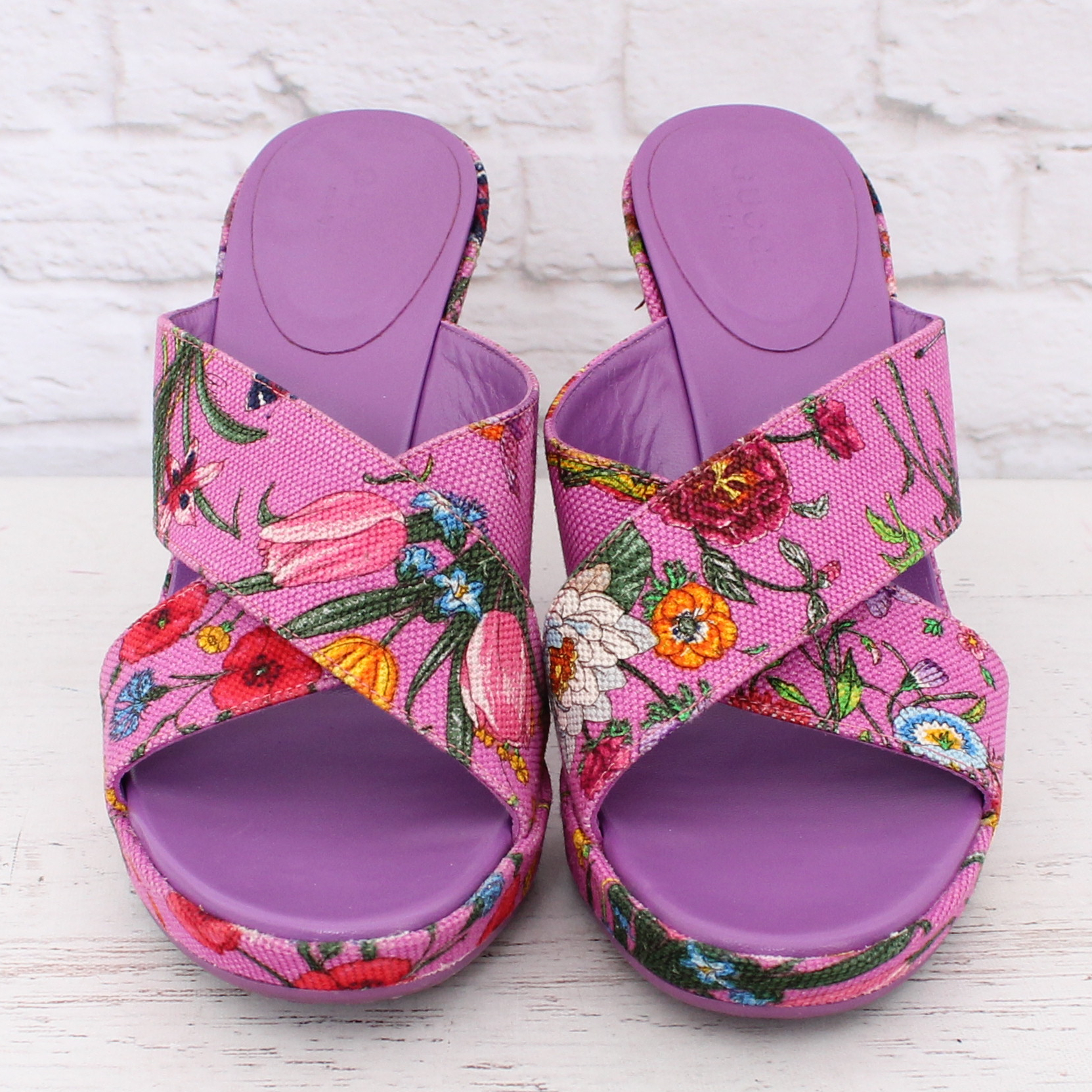 Gucci Floral Strap Wedges