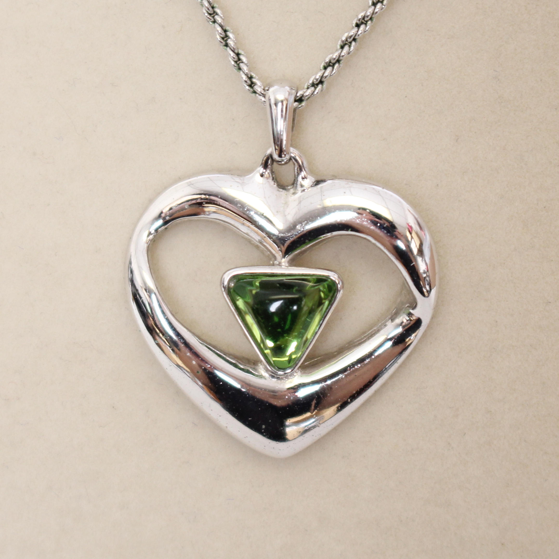 Saint Laurent Heart Green Rhinestone
