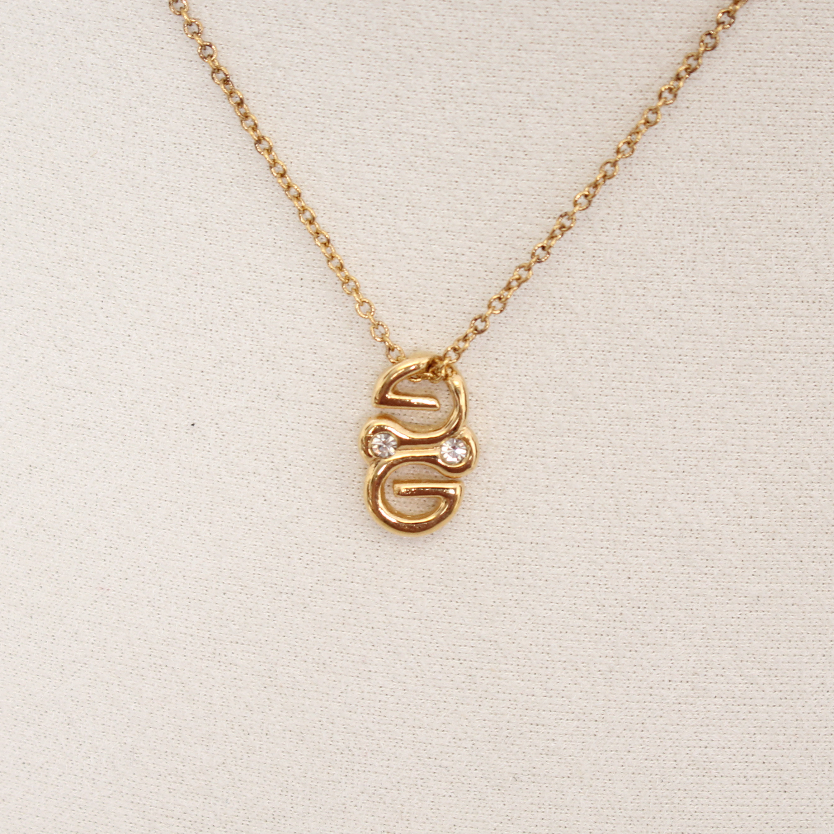 Givenchy Rhinestone Snake-Script G Pendant