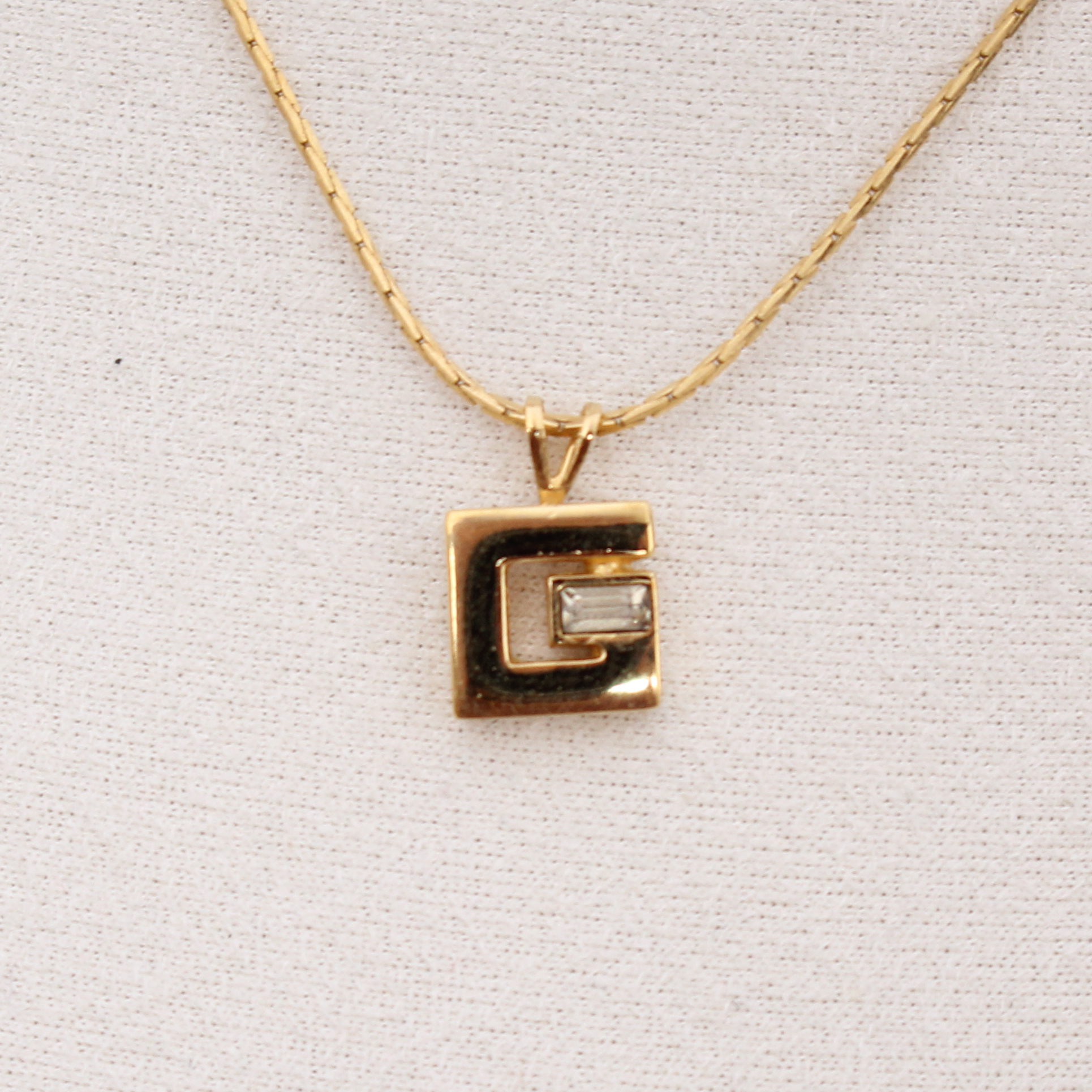 Givenchy Rhinestone Square G Logo Pendant
