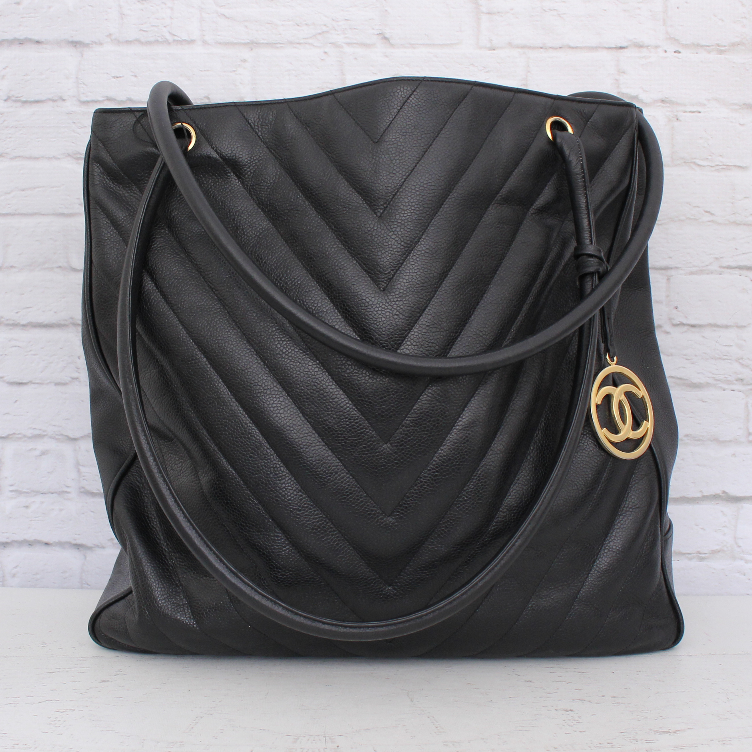 Chanel Chevron Caviar Skin Tote