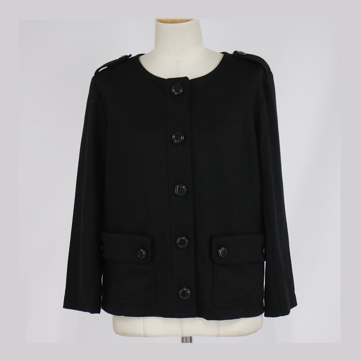 Burberry Wool Collarless Button