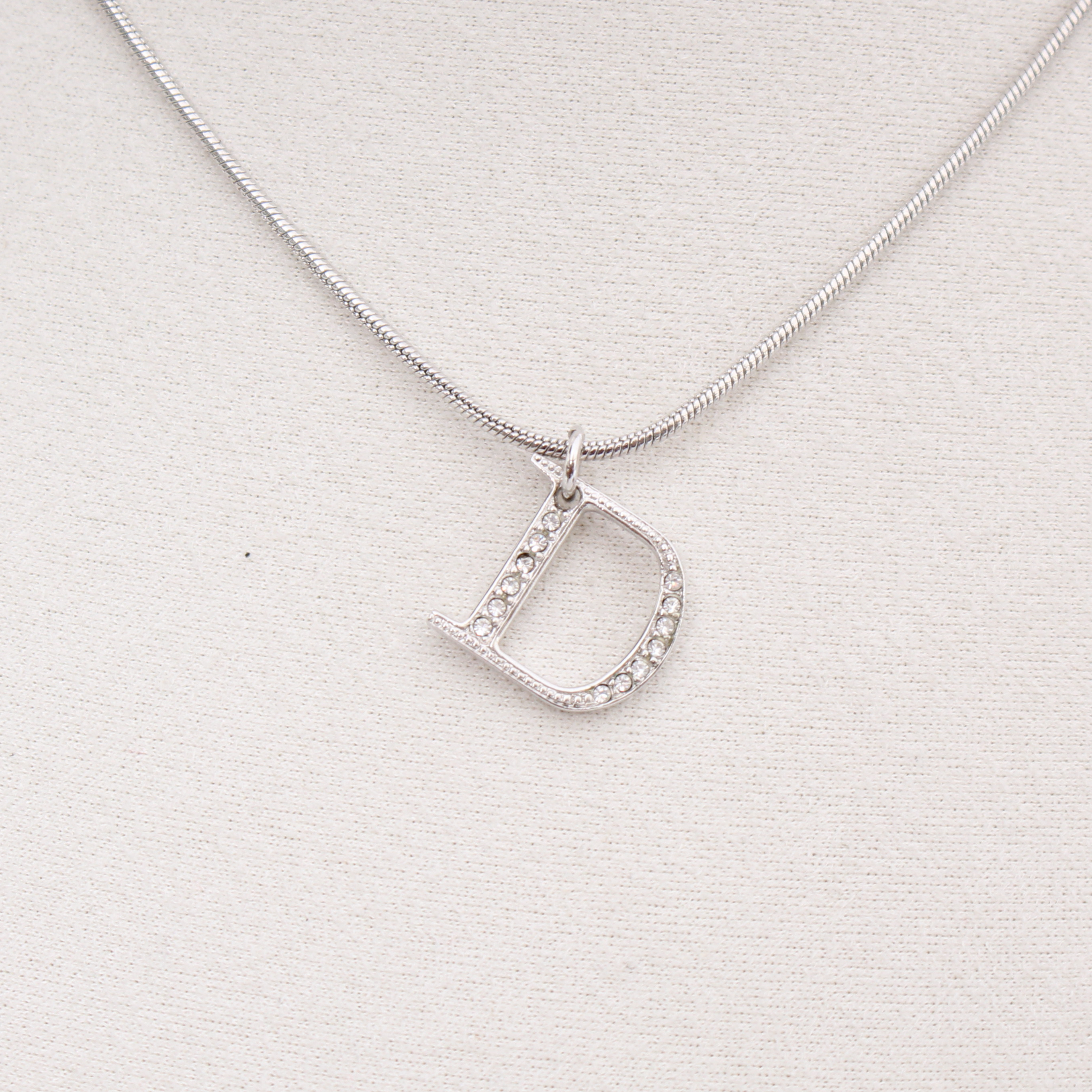 Dior D Logo Rhinestone Pendant
