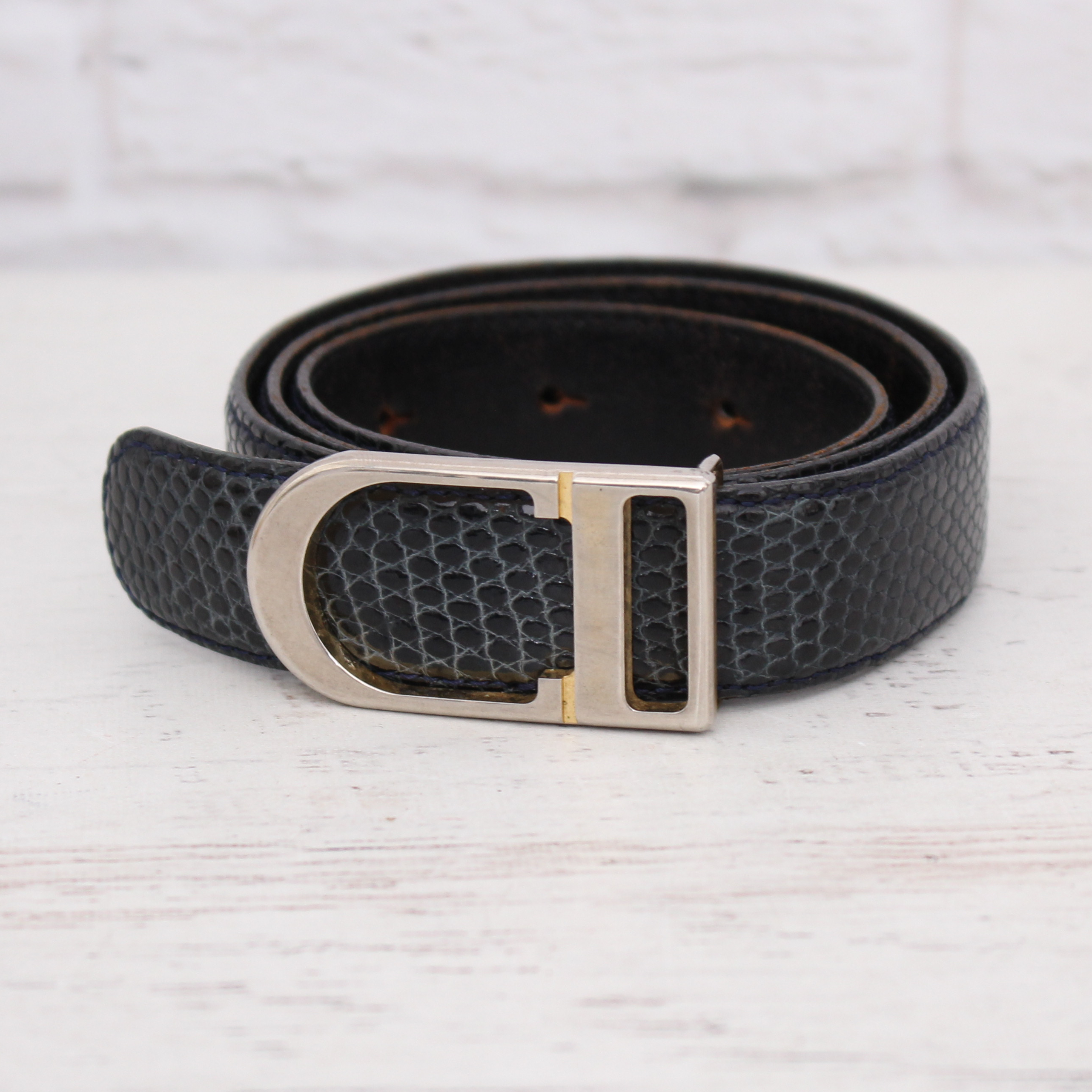 Dior D-Buckle Lizard-Embossed