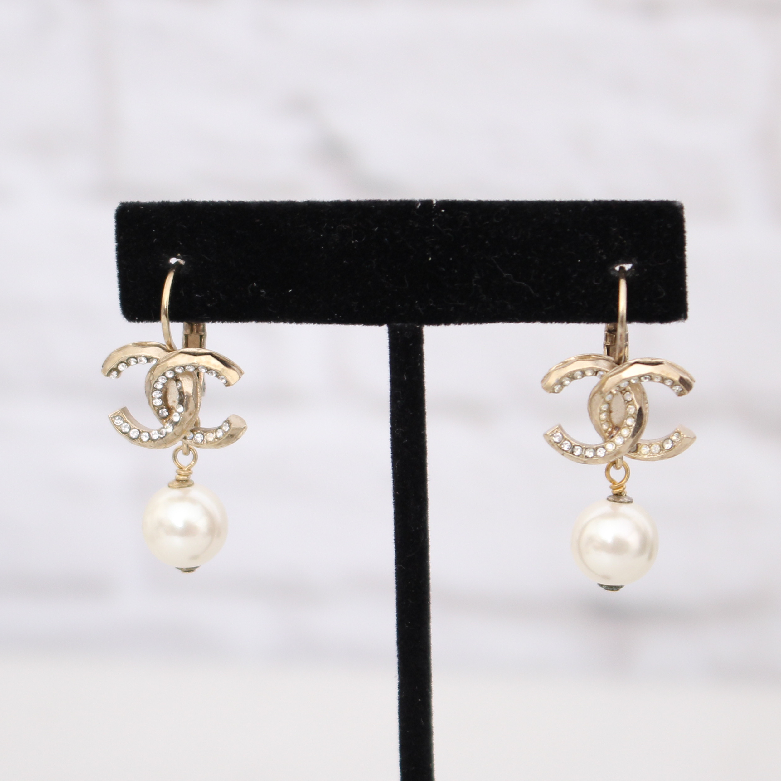 Chanel CC Rhinestone Pearl Drop