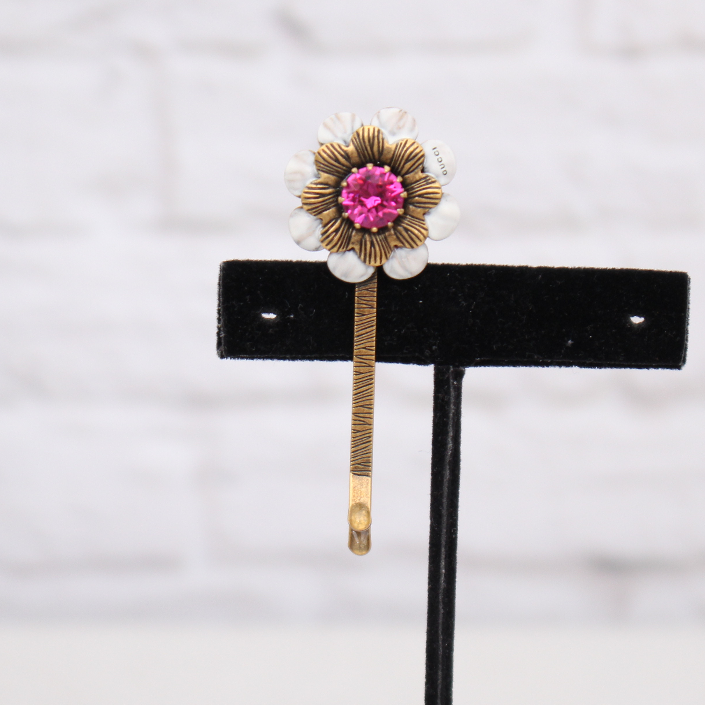 Gucci Flower Motif Rhinestone Hair Clip