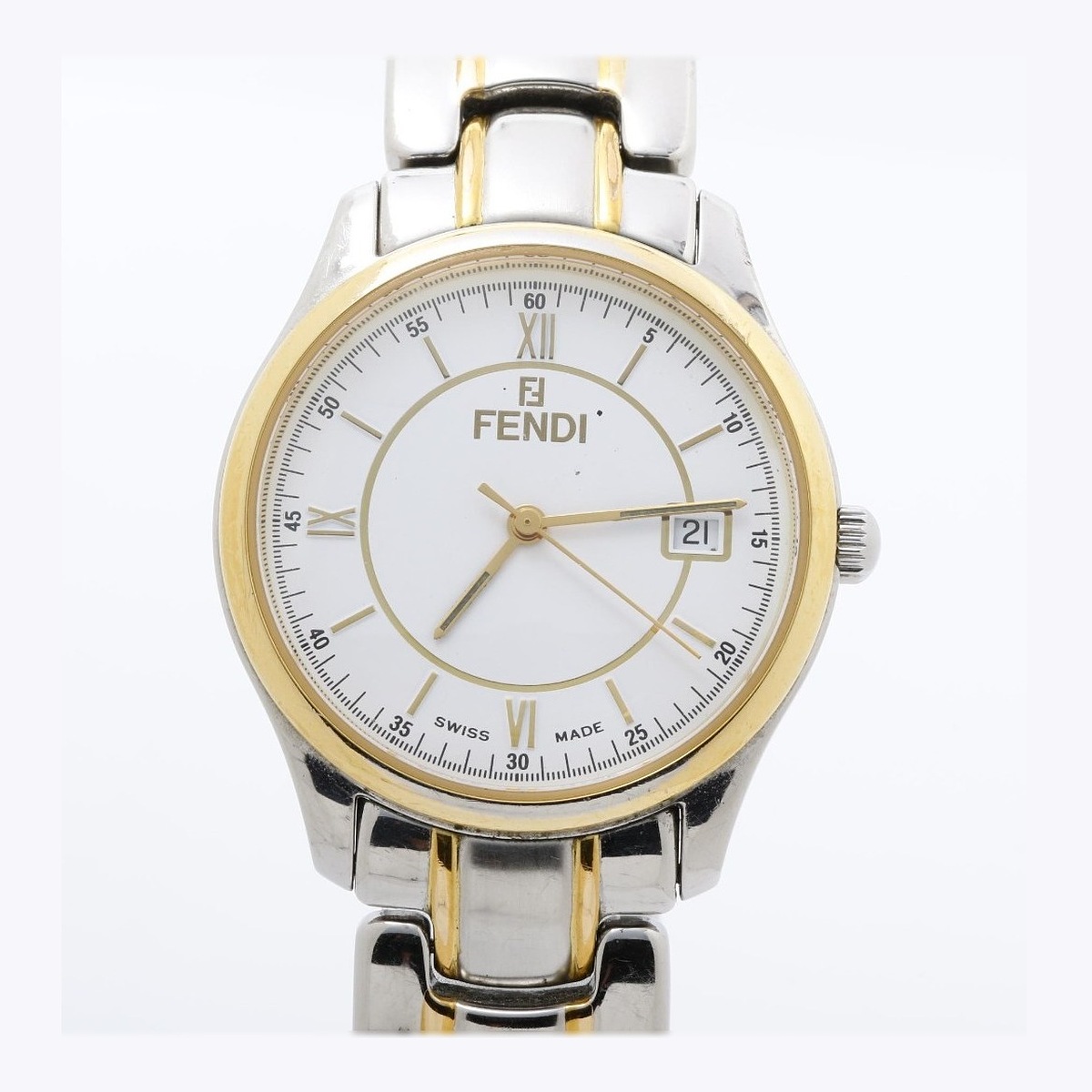 Fendi Round Two-Tone White Dial