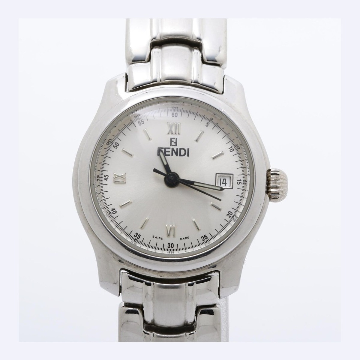 Fendi Round White Roman Dial