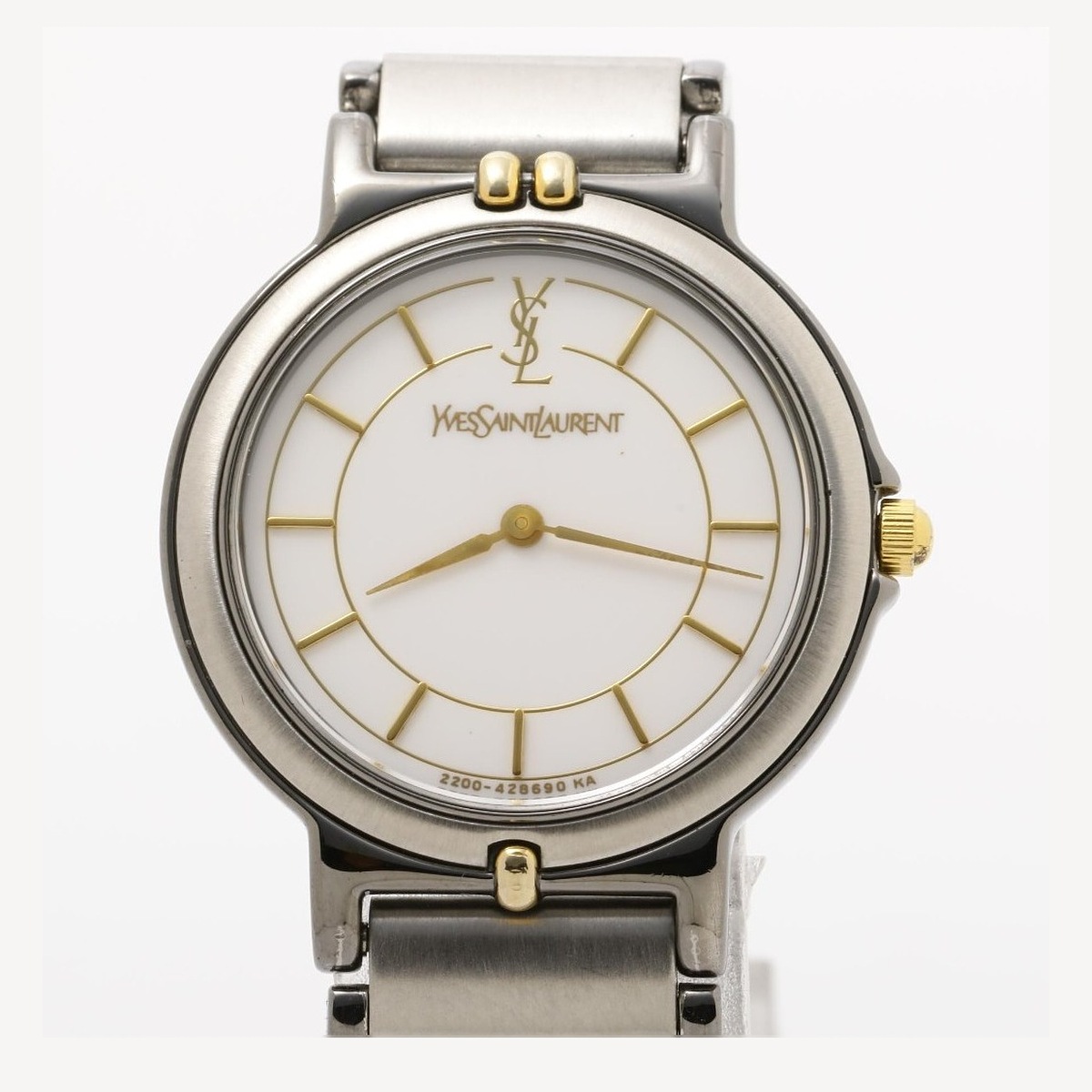 Saint Laurent Round Two-Tone White Dial