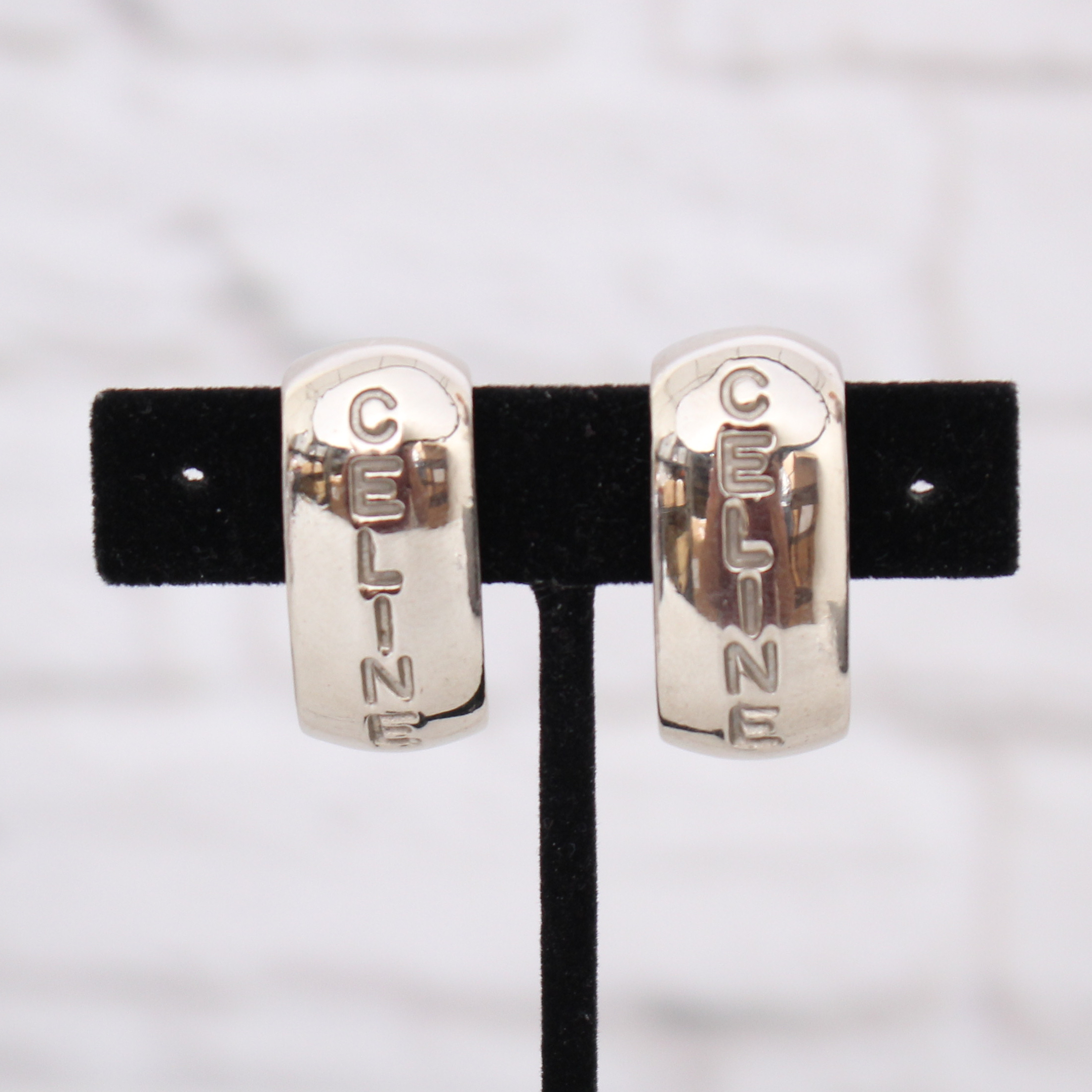 Celine Logo Huggie Hoop