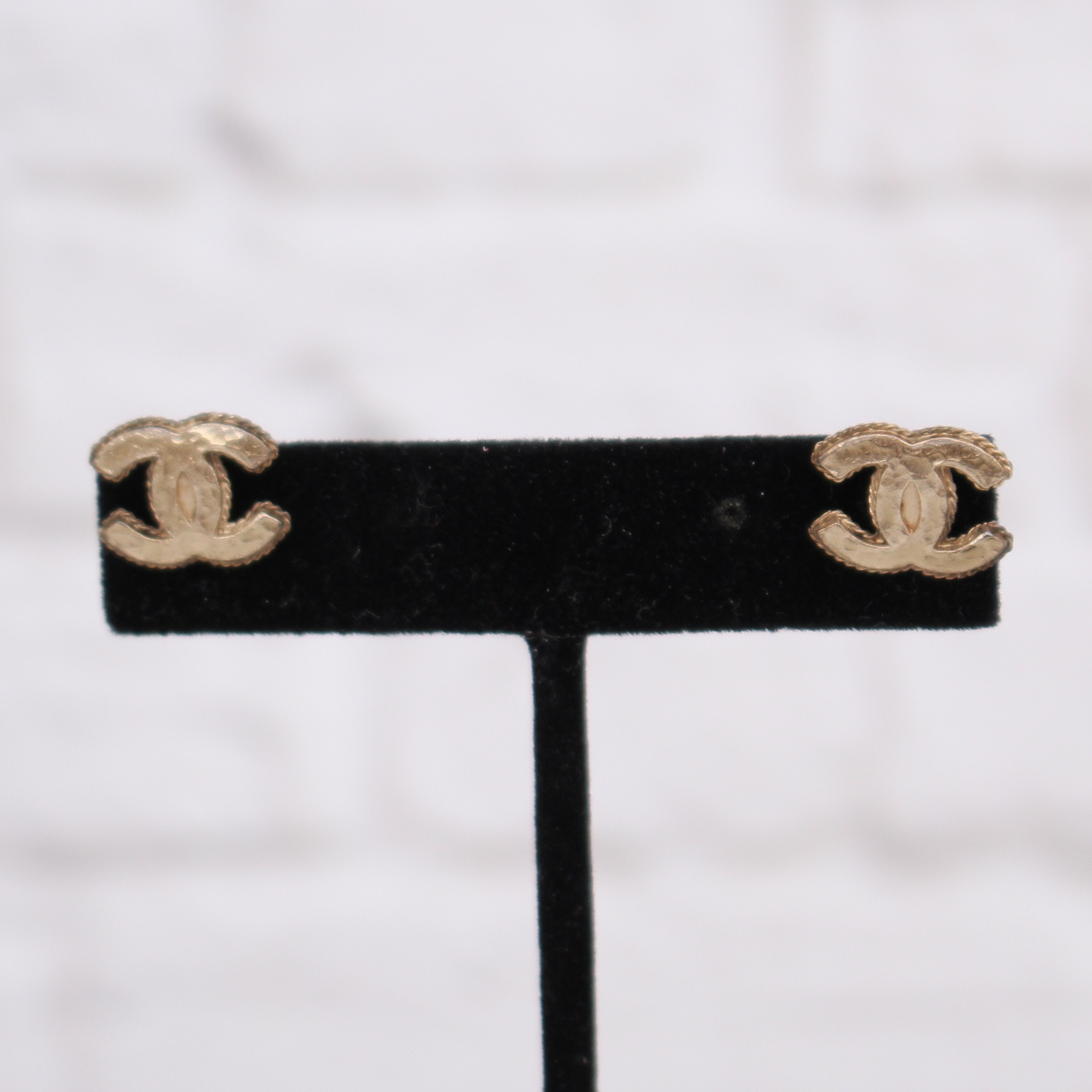 Chanel Hammered CC Logo Stud